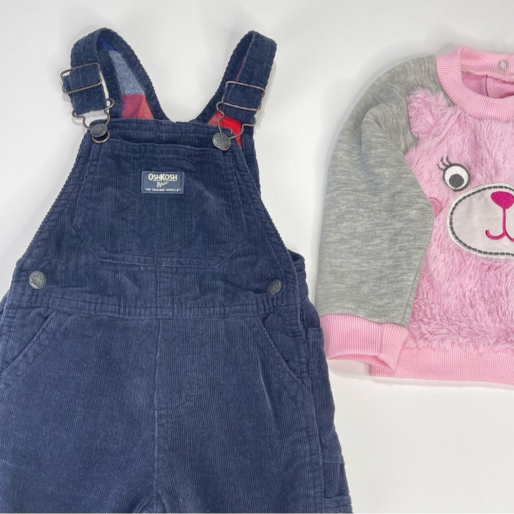 Baby kid bundle 18 Months overall and sweater blue and pink